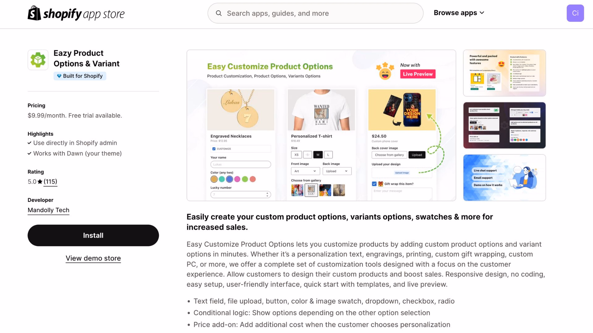 Eazy Product Options & Variant

